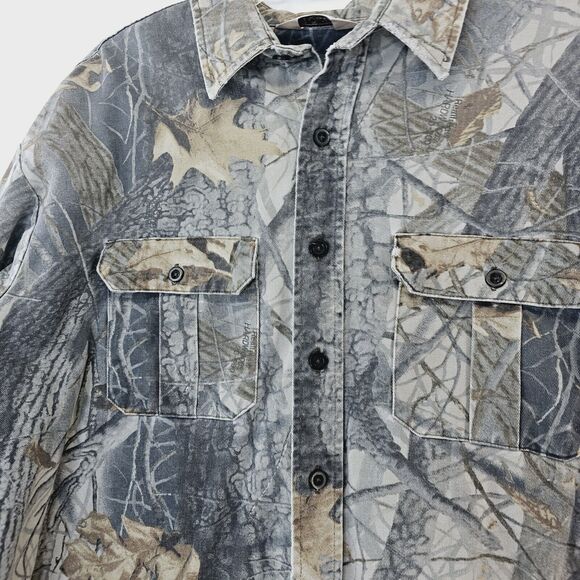 Vintage Walls Realtree Shirt Mens Button Up Patched Distressed No Size‎ Tag Camo - Picture 8 of 10